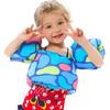 Double Couple Toddler Swim Vest with Sleeves Cartoon Adjustable Strap Swimming Jacket Pool Floaties for Kids 20-50 Pounds Boys and Girls Child view 1