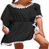 Eurivicy Girl's Swim Cover Up Kids Summer Swimwear Beach Dress Swimsuit Wraps with Pom Pom Trim view 1