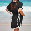 Eurivicy Girl's Swim Cover Up Kids Summer Swimwear Beach Dress Swimsuit Wraps with Pom Pom Trim view 4