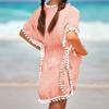 Eurivicy Girl's Swim Cover Up Kids Summer Swimwear Beach Dress Swimsuit Wraps with Pom Pom Trim view 4