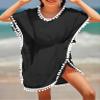 Eurivicy Girl's Swim Cover Up Kids Summer Swimwear Beach Dress Swimsuit Wraps with Pom Pom Trim view 2
