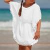 Eurivicy Girl's Swim Cover Up Kids Summer Swimwear Beach Dress Swimsuit Wraps with Pom Pom Trim view 3