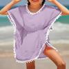Eurivicy Girl's Swim Cover Up Kids Summer Swimwear Beach Dress Swimsuit Wraps with Pom Pom Trim view 2