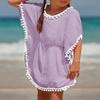 Eurivicy Girl's Swim Cover Up Kids Summer Swimwear Beach Dress Swimsuit Wraps with Pom Pom Trim view 3
