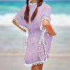 Eurivicy Girl's Swim Cover Up Kids Summer Swimwear Beach Dress Swimsuit Wraps with Pom Pom Trim view 4