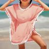 Eurivicy Girl's Swim Cover Up Kids Summer Swimwear Beach Dress Swimsuit Wraps with Pom Pom Trim view 2