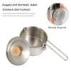 304 Stainless Steel Camping Kettle 1L, Lightweight Portable Compact Outdoor Tea Coffee Pot Hiking Cooking Gear Hot Water Kettle with Handle for Backpacking Picnic Hiking Travel view 2