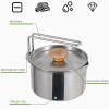 304 Stainless Steel Camping Kettle 1L, Lightweight Portable Compact Outdoor Tea Coffee Pot Hiking Cooking Gear Hot Water Kettle with Handle for Backpacking Picnic Hiking Travel view 3