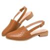 Pointed Toe Sandal for Women Fashion Weave Strap Buckle Baotou Closed Toe Low Heel Sandalias Solid Color Comfortable Casual Stacked Heel Shoes Khaki view 3