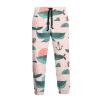 RUIHEP Whale Swimming Men's Printed Fleece Sweatpants Popular Joggers Pants Trousers with Pockets White view 1