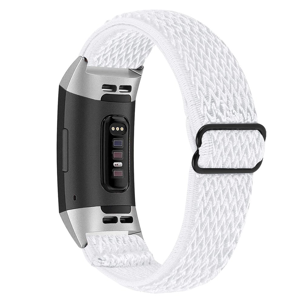 TryBest Woven Nylon Band Compatible with Fitbit Charge 2, Women Men Nylon Sport Wristband Adjustable 5.3-8.3 inch Soft Elastic Knit Strap Compatible with Fitbit Charge 2 - White