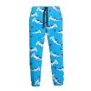 Swimming Hammerhead Shark Men's Printed Fleece Sweatpants Popular Joggers Pants Trousers with Pockets White view 1