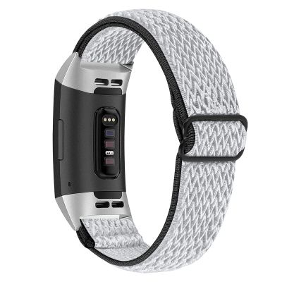TryBest Nylon Band Compatible with Fitbit Charge 2, Women Men Nylon Sport Wristband Adjustable 5.3-8.3 inch Soft Elastic Knit Strap Compatible with Fitbit Charge 2 - Black+White