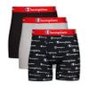 Champion Men's Cotton Stretch Boxer Brief, Black/Oxford Grey Heather/Black Script Logo, 2XL view 1