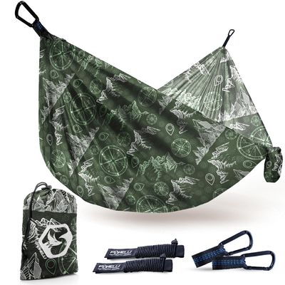 Foxelli Camping Hammock Ultralight Hammock for Backpacking, Hiking, Festivals, Travel - Easy Setup with Tree-Friendly Ropes & Steel Carabiners, Heavy Duty Parachute Nylon