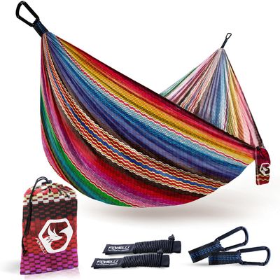 Foxelli Camping Hammock Ultralight Hammock for Backpacking, Hiking, Festivals, Travel - Easy Setup with Tree-Friendly Ropes & Steel Carabiners, Heavy Duty Parachute Nylon