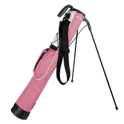 Orlimar Pitch n Putt Lightweight Sunday Golf Bag with Stand, Ultra-Light Carry Design, Two-Way Divider Top, Shoulder Strap, Compact Carry Golf Bag for Women, Plaid Poly Blush Pink