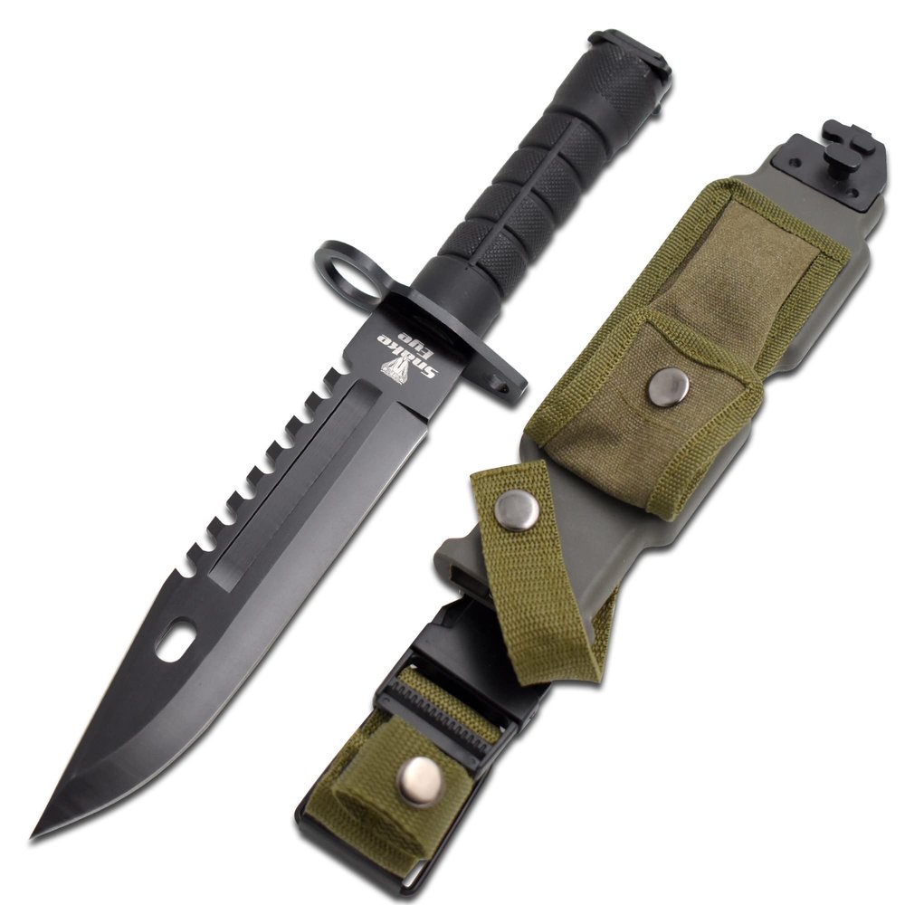 Snake Eye Tactical Fixed Blade Survival Knife, 13-Inch Overall (Black)