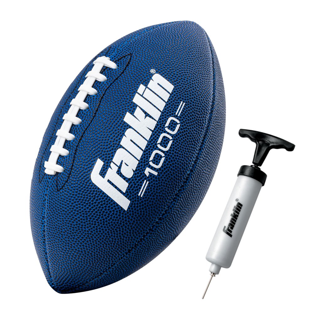 Franklin Sports Youth Pee Wee Kids Footballs- Synthetic Leather Youth Football for Kids - Outdoor All-Weather Balls - Extra Grip Ball - 1 Pack - Blue + White