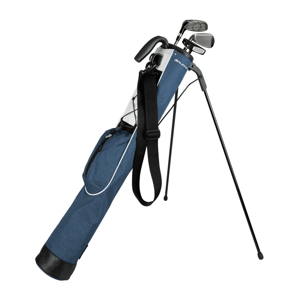 Orlimar Pitch n Putt Lightweight Sunday Golf Bag with Stand, Ultra-Light Carry Design, Two-Way Divider Top, Shoulder Strap, Compact Carry Golf Bag for Men & Women, Plaid Poly Azure Blue