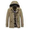 QWENTMTNTY Mens Single Breasted Trench Coat Cotton Military Full Zip Quilted Lined Pea Coat Jacket Contrast Camo Windbreaker view 1