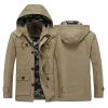 QWENTMTNTY Mens Single Breasted Trench Coat Cotton Military Full Zip Quilted Lined Pea Coat Jacket Contrast Camo Windbreaker view 2