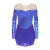 renvena Women's Figure Ice Skating Dress Long Sleeve Mesh Skirted Leotard Competition Performance Costumes Purple Large view 3