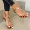 oiangi Thong Strap Sandals for Women Flat Summer Fashion Casual Metal Ring Buckle Open Toe Beach Shoes Lightweight Comfortable Trendy Ladies Sandalias Gold view 2