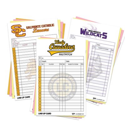 Score It Right Custom Baseball/Softball Lineup Cards  Personalized Lineup Cards  32-Pack 4 Part Carbonless Paper for Softball and Baseball  5.5 x 8.5-inch Cards (Goldenrod)