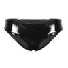 Yihuimin Women's Shiny Metallic High Cut Bikini Briefs Low Rise Panties Underwear Black Large view 1