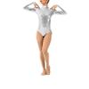 OBEEII Womens Classic Long Sleeve One Piece Leotard Ballet Dance Costume Silver B M view 1