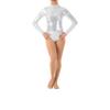 OBEEII Womens Classic Long Sleeve One Piece Leotard Ballet Dance Costume Silver B M view 2