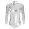 OBEEII Womens Classic Long Sleeve One Piece Leotard Ballet Dance Costume Silver B M view 3