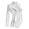 OBEEII Womens Classic Long Sleeve One Piece Leotard Ballet Dance Costume Silver B M view 4