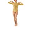 OBEEII Long Sleeve Adult Ballet Dance Leotards for Women One Piece Leotard Dancewear Clubwear Gold B M view 1