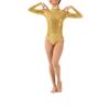 OBEEII Long Sleeve Adult Ballet Dance Leotards for Women One Piece Leotard Dancewear Clubwear Gold B XL view 1