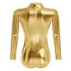 OBEEII Long Sleeve Adult Ballet Dance Leotards for Women One Piece Leotard Dancewear Clubwear Gold B XL view 4