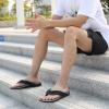 MEGNYA Comfotr Mens Orthotic Flip Flops Thong Sandals for Flat Feet Plantar Fasciitis with Arch Support Soft Toe-Post Slippers Indoor black&grey Size 10 view 3