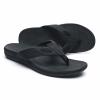 MEGNYA Mens Sandals with Arch Support Leather Flip Flops Orthotic Plantar Fasciitis Summer Outdoor Walking Beach Thong Slippers pure black Size 11.5 view 1