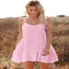 OLYCN Sleeveless Swimsuit Cover Up Loose Ruffle Hem Swimwear Cover Sexy Camisole Beach Cover Up for Women Pink view 2