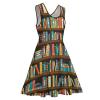 BAIKUTOUAN Library Book Shelf Sleeveless Swing Dress Beach Mini for Women Print view 1