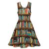 BAIKUTOUAN Library Book Shelf Sleeveless Swing Dress Beach Mini for Women Print view 3