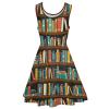 BAIKUTOUAN Library Book Shelf Sleeveless Swing Dress Beach Mini for Women Print view 4