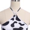 IDOPIP Women Sexy Milk Cow Maid Lingerie Set Anime Lolita Japanese Cosplay Mini Bikini Bra Underwear Nightwear Outfit Set with Stockings Fancy Dress Costume 011 White Cow Halter + Stockings One Size view 3