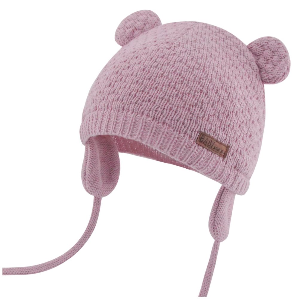 Duoyeree Kids Baby Hat Soft Warm Cable Knit Beanie Toddler Girl Fall Winter Hats(Skin Pink,12-18 Months)
