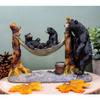 Black Bear With Cubs In Outpost Camping Hammock Statue Wildlife Forest view 4