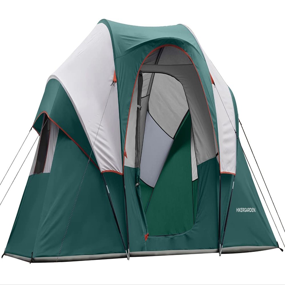 HIKERGARDEN 10 Person Camping Tent - Portable Large Family Tent for Camp, Windproof Fabric Dome Tent Outdoor for Hiking, Backpacking, Traveling - 14'x11'x74in(H)