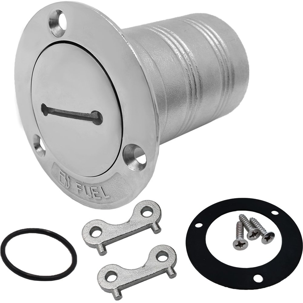 SHENGHUISS Boat Deck Fuel/Gas/Water/Waste Fill/Filler Tank Key Marine 316 Stainless Steel Deck Filler Marine Hardware for Yacht Caravan (A-1-1/2 inch Fuel Straight)