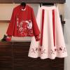 Chinese Style Embroidered Thin Blouse, Women's Coat, Woolen Cloth,Hanfu Skirt (Color : Blue, Size : 4XL 90kg-100kg) view 3