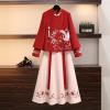 Chinese Style Embroidered Thin Blouse, Women's Coat, Woolen Cloth,Hanfu Skirt (Color : Blue, Size : 4XL 90kg-100kg) view 4